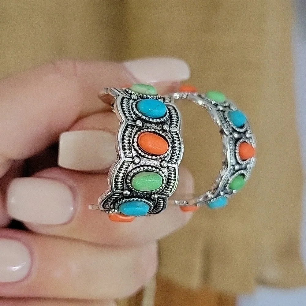 Vibrant Festival Half Hoop Earrings - Picture 6 of 7